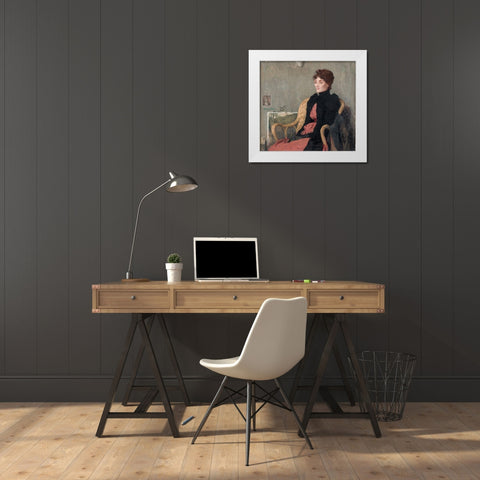 Portrait of a Woman White Modern Wood Framed Art Print by Aman-Jean, Edmond Francois