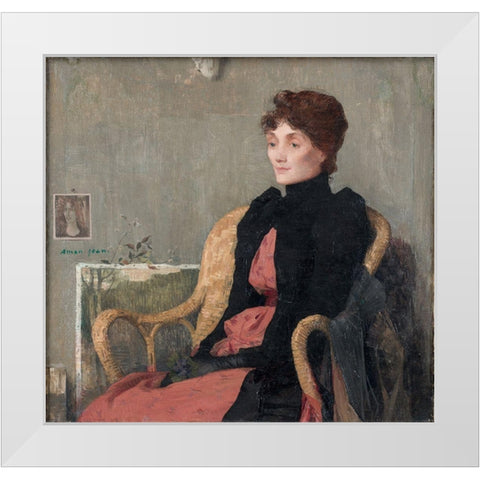 Portrait of a Woman White Modern Wood Framed Art Print by Aman-Jean, Edmond Francois