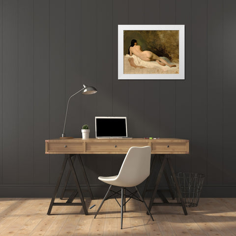 Study of a Reclining Nude White Modern Wood Framed Art Print by Pils, Isidore