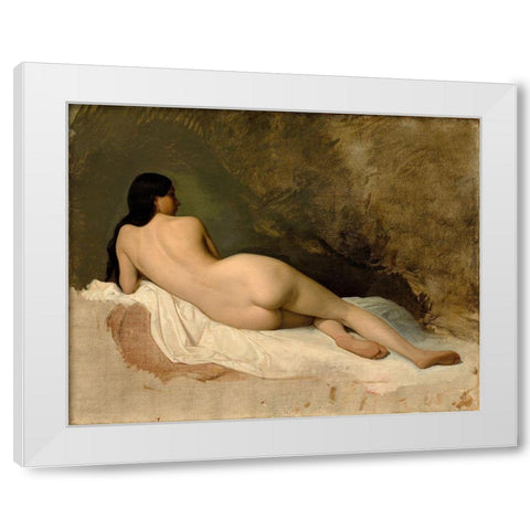 Study of a Reclining Nude White Modern Wood Framed Art Print by Pils, Isidore