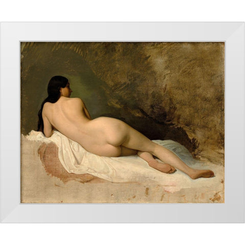 Study of a Reclining Nude White Modern Wood Framed Art Print by Pils, Isidore