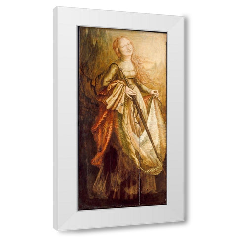 St. Catherine White Modern Wood Framed Art Print by Grunewald, After Matthias