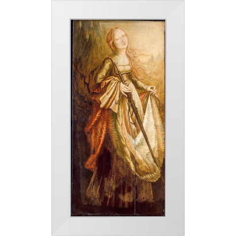 St. Catherine White Modern Wood Framed Art Print by Grunewald, After Matthias
