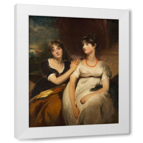 Portrait of Charlotte and Sarah Carteret-Hardy White Modern Wood Framed Art Print by Lawrence, Thomas