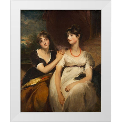 Portrait of Charlotte and Sarah Carteret-Hardy White Modern Wood Framed Art Print by Lawrence, Thomas