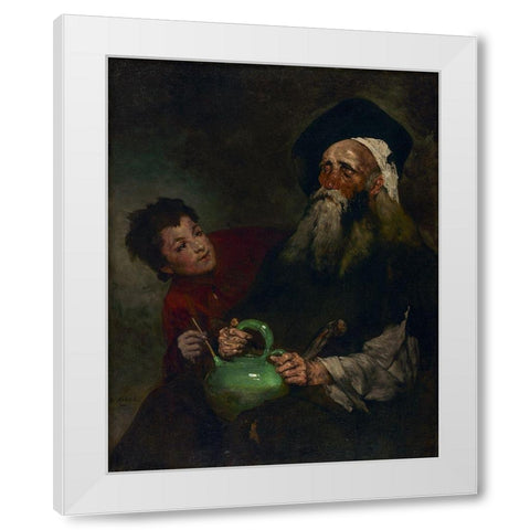 Lazarillo de Tormes and His Blind Master White Modern Wood Framed Art Print by Ribot, Theodule