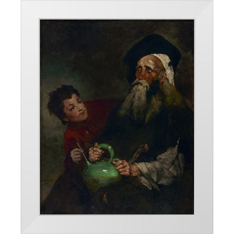 Lazarillo de Tormes and His Blind Master White Modern Wood Framed Art Print by Ribot, Theodule