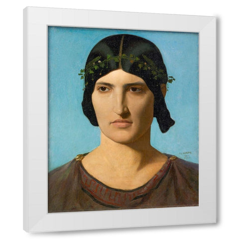 Head of an Italian Woman White Modern Wood Framed Art Print by Gerome, Jean-Leon