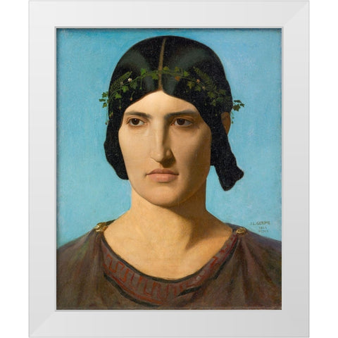 Head of an Italian Woman White Modern Wood Framed Art Print by Gerome, Jean-Leon