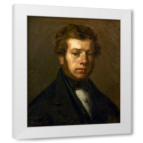 Monsieur Martin White Modern Wood Framed Art Print by Millet, Jean-Francois