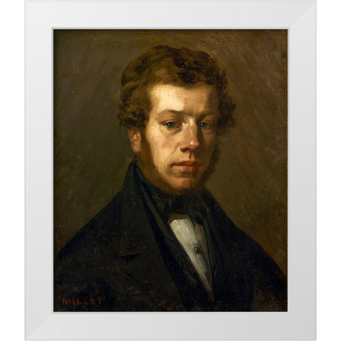 Monsieur Martin White Modern Wood Framed Art Print by Millet, Jean-Francois