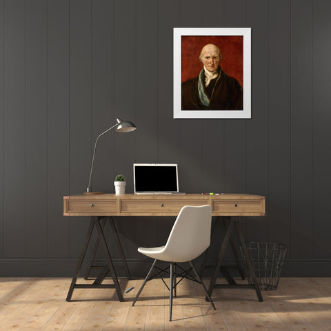 Portrait of Benjamin West White Modern Wood Framed Art Print by Lawrence, AfterÂ Thomas