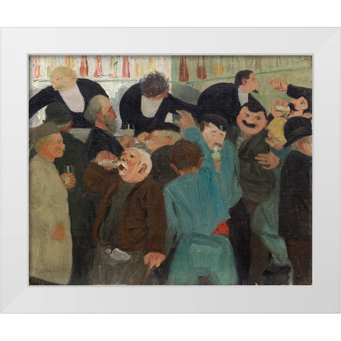 The Bistro White Modern Wood Framed Art Print by Vallotton, Felix