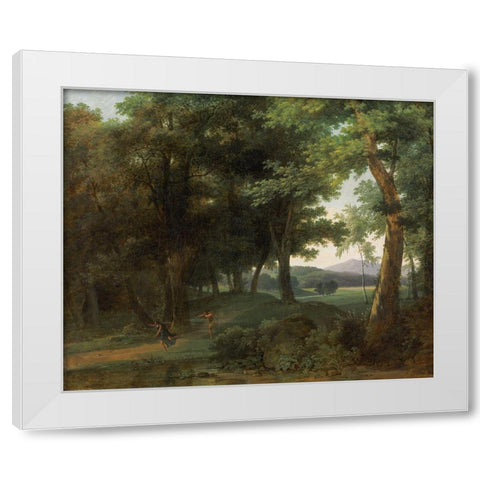 A Forest with Apollo and Daphne White Modern Wood Framed Art Print by Bertin, Jean-Victor