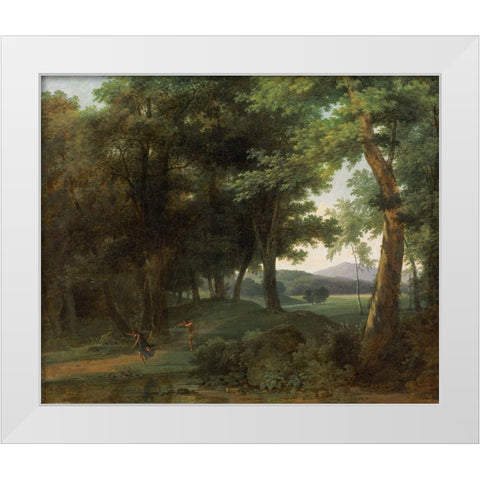 A Forest with Apollo and Daphne White Modern Wood Framed Art Print by Bertin, Jean-Victor