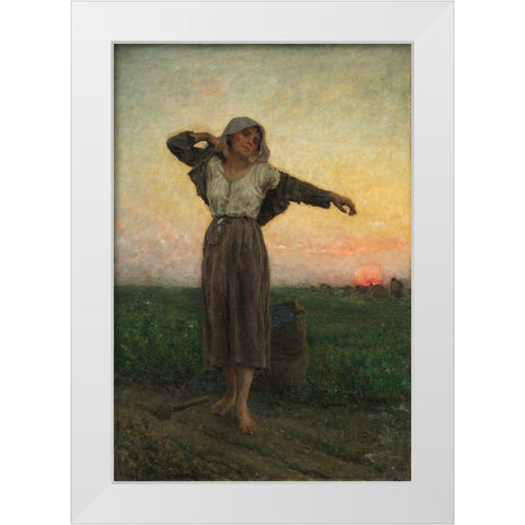 The Tired Gleaner White Modern Wood Framed Art Print by Breton, Jules