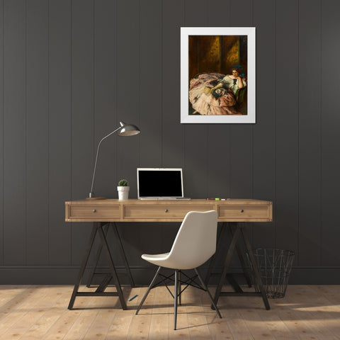 Souvenir of an International Ball, Portrait of Miss Kathleen Bruce White Modern Wood Framed Art Print by Shannon, Charles Hasslewood