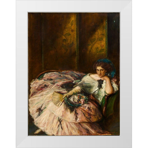 Souvenir of an International Ball, Portrait of Miss Kathleen Bruce White Modern Wood Framed Art Print by Shannon, Charles Hasslewood