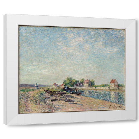 Saint-Mammes, Loing Canal White Modern Wood Framed Art Print by Sisley, Alfred