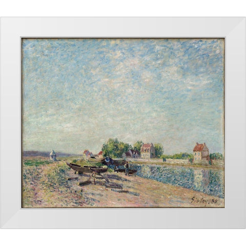 Saint-Mammes, Loing Canal White Modern Wood Framed Art Print by Sisley, Alfred