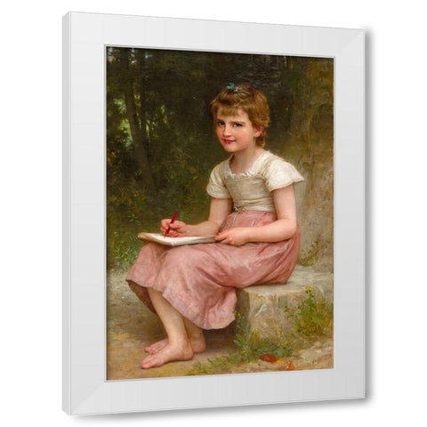 A Calling White Modern Wood Framed Art Print by Bouguereau, William Adolphe