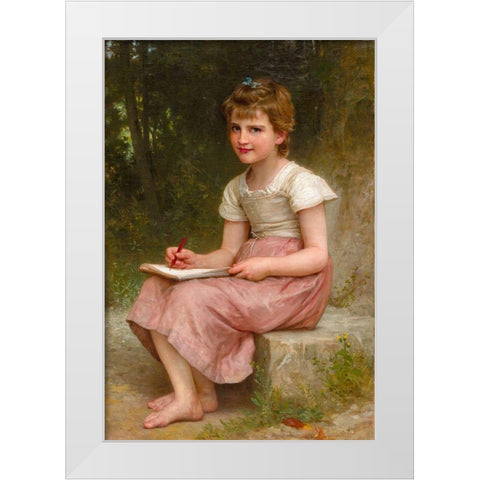 A Calling White Modern Wood Framed Art Print by Bouguereau, William Adolphe