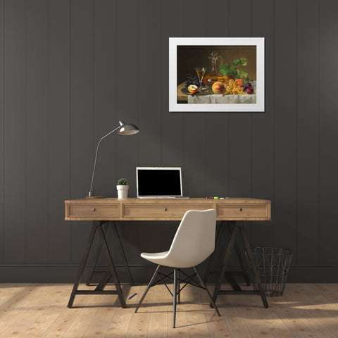 Still Life with Fruit White Modern Wood Framed Art Print by Preyer, Emilie