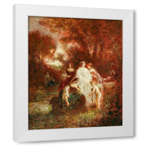 Figures in the Woods White Modern Wood Framed Art Print by Monticelli, Adolphe