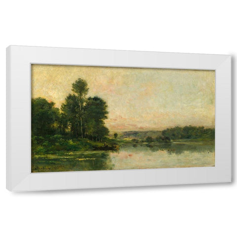 The Hillsides of Mery-sur-Oise, Opposite Auvers White Modern Wood Framed Art Print by Daubigny, Charles Francois