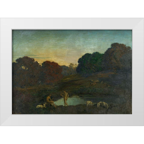 Pastoral Scene White Modern Wood Framed Art Print by Menard, Rene