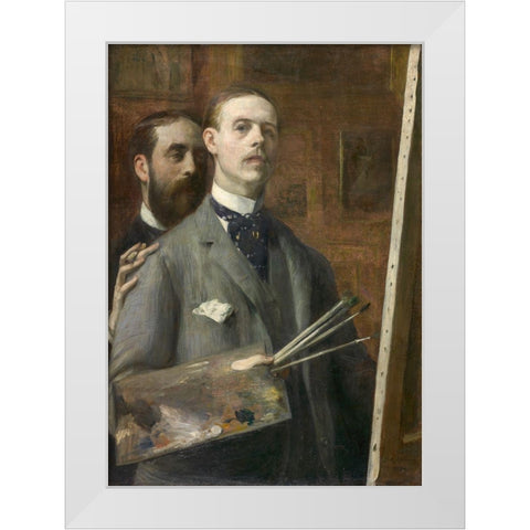 Self-Portrait with Raphael de Ochoa White Modern Wood Framed Art Print by Blanche, Jacques-Emile