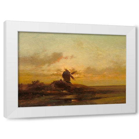 The Windmill White Modern Wood Framed Art Print by Dupre, Jules