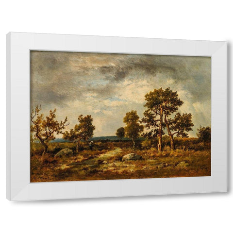 Path Near the Pond of Vipers, Fontainebleau Forest White Modern Wood Framed Art Print by de la Pena, Narcisse Diaz