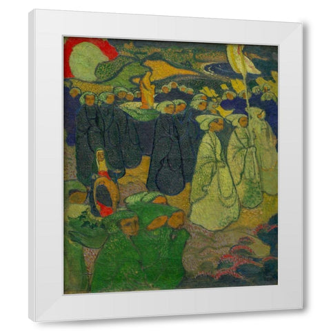 Procession on Pardon at Perros-Guirec White Modern Wood Framed Art Print by Denis, Maurice