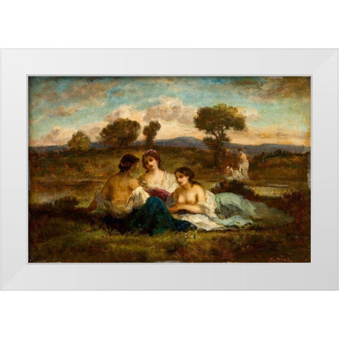 The Bathers White Modern Wood Framed Art Print by de la Pena, Narcisse Diaz