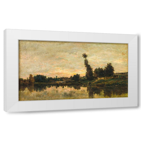 Sunset on the River Oise White Modern Wood Framed Art Print by Daubigny, Charles Francois