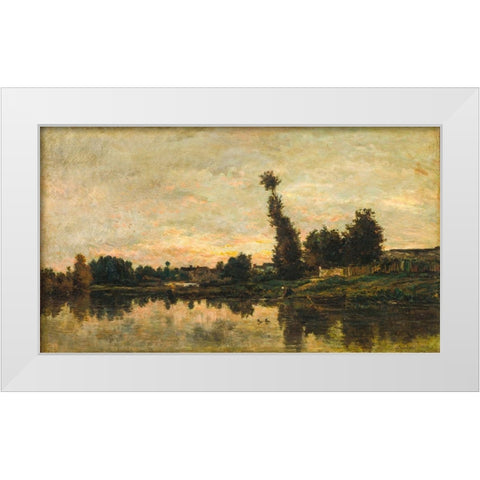 Sunset on the River Oise White Modern Wood Framed Art Print by Daubigny, Charles Francois