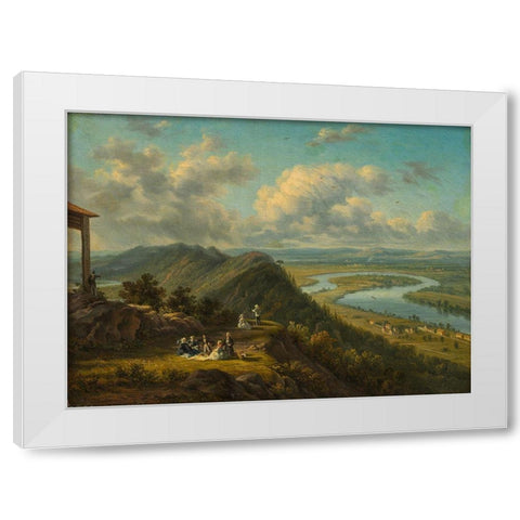 The Oxbow Seen from Mount Holyoke White Modern Wood Framed Art Print by Grailly, Victor de
