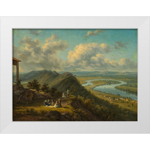 The Oxbow Seen from Mount Holyoke White Modern Wood Framed Art Print by Grailly, Victor de