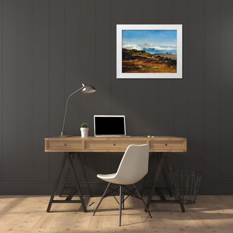 The Pyrenees, the Peak of the Midi de Bigorre White Modern Wood Framed Art Print by de la Pena, Narcisse Diaz