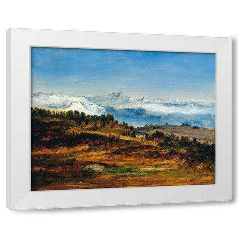The Pyrenees, the Peak of the Midi de Bigorre White Modern Wood Framed Art Print by de la Pena, Narcisse Diaz