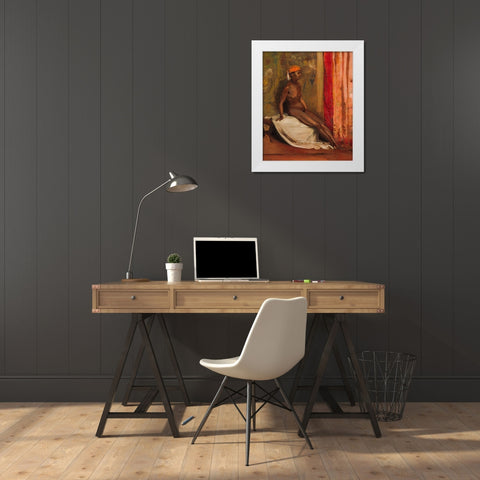 Seated African Woman White Modern Wood Framed Art Print by Regnault, Henri