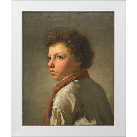 Portrait of a Young Man White Modern Wood Framed Art Print by France 19th Century