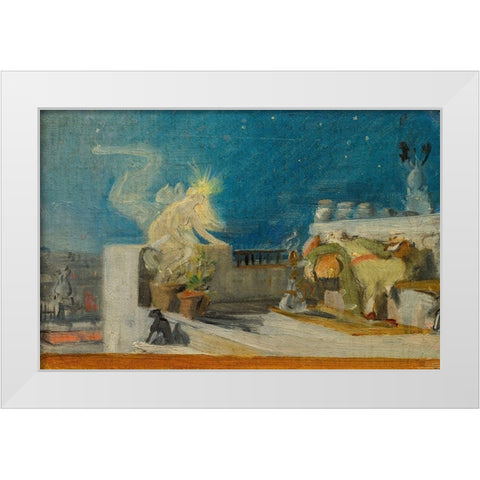 Sketch for The Oriental Dream White Modern Wood Framed Art Print by du Nouy, Jean Lecomte
