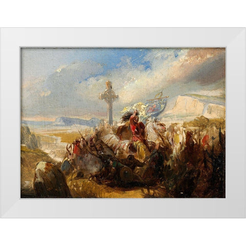 Battle of Poitiers, 25 October 732 White Modern Wood Framed Art Print by de Steuben, Baron Charles