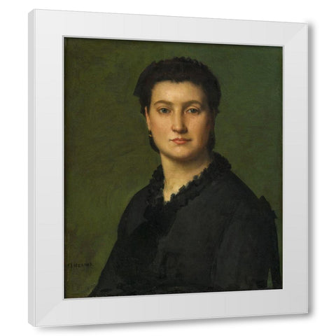 Portrait of a Woman White Modern Wood Framed Art Print by Henner, Jean-Jacques