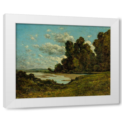 The River Loire at Nevers White Modern Wood Framed Art Print by Harpignies, Henri Joseph