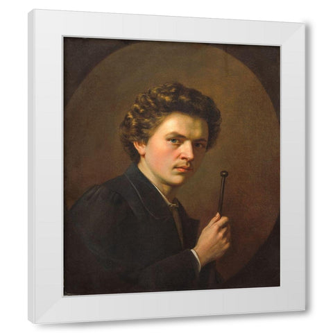 Self-Portrait with a Maulstick White Modern Wood Framed Art Print by Regnault, Henri