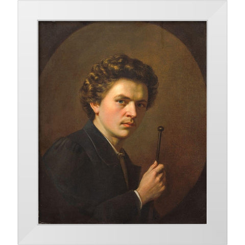 Self-Portrait with a Maulstick White Modern Wood Framed Art Print by Regnault, Henri