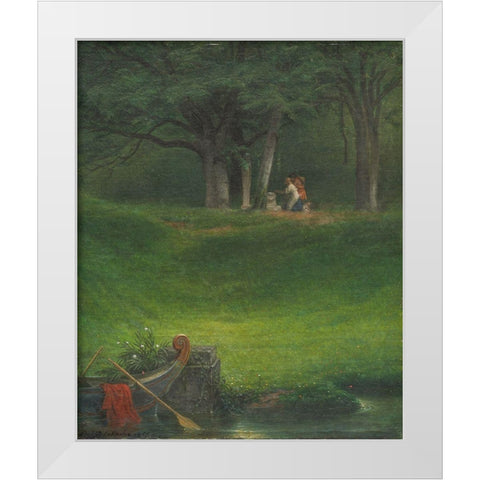 Offering to the God Pan White Modern Wood Framed Art Print by Delaroche, Paul